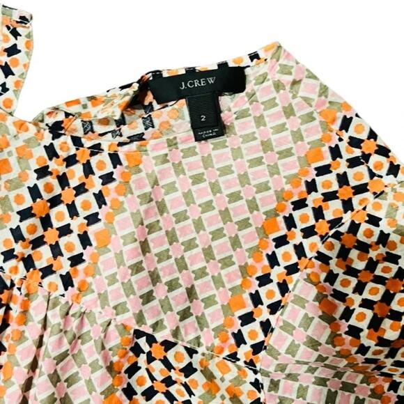 J. Crew Pink geo top Size 2 - Picture 4 of 7
